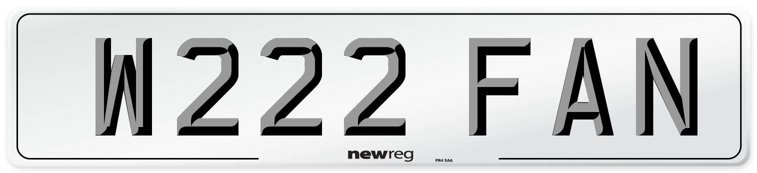 W222 FAN Number Plate from New Reg